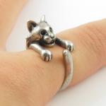 Bobcat Animal Wrap Ring - Silver