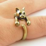 Bobcat Animal Wrap Ring - Gold