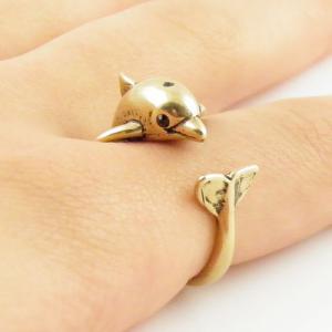 Dolphin - Animal Wrap Ring - Gold