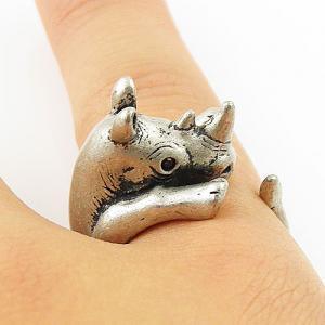 Animal Wrap Ring - Silver Rhino