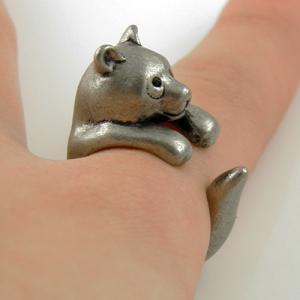 Animal Wrap Ring - Silver Bear