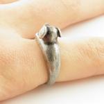 Silver Puppy Animal Wrap Ring