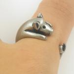 Lucky Pig Animal Wrap Ring - Silver