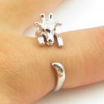 Giraffe Animal Wrap Ring - Shiny Silver