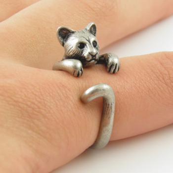 Cougar Animal Wrap Ring - Silver