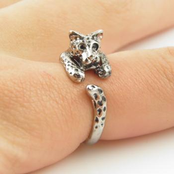 Leopard Animal Wrap Ring - Silver