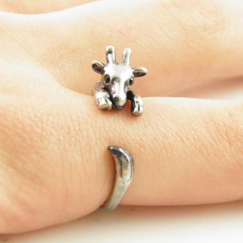 Silver Giraffe Animal Wrap Ring